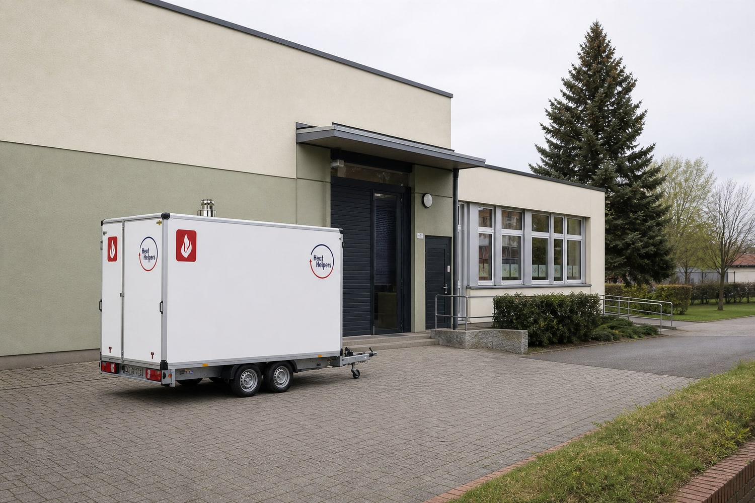 Mobile Heat Helpers Heizzentrale 150 kW an einem Gemeindeobjekt